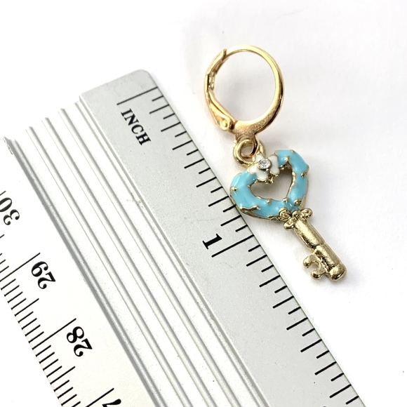 Small Key Charm Earrings - Picture 4 of 4